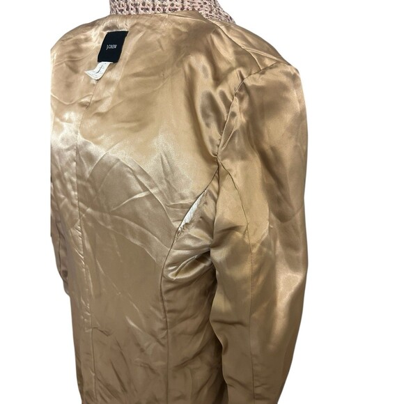 VTG J Crew Womens 100% Wool Herringbone Tweed Brown Tan Classic Overcoat Size 14 - Picture 8 of 11